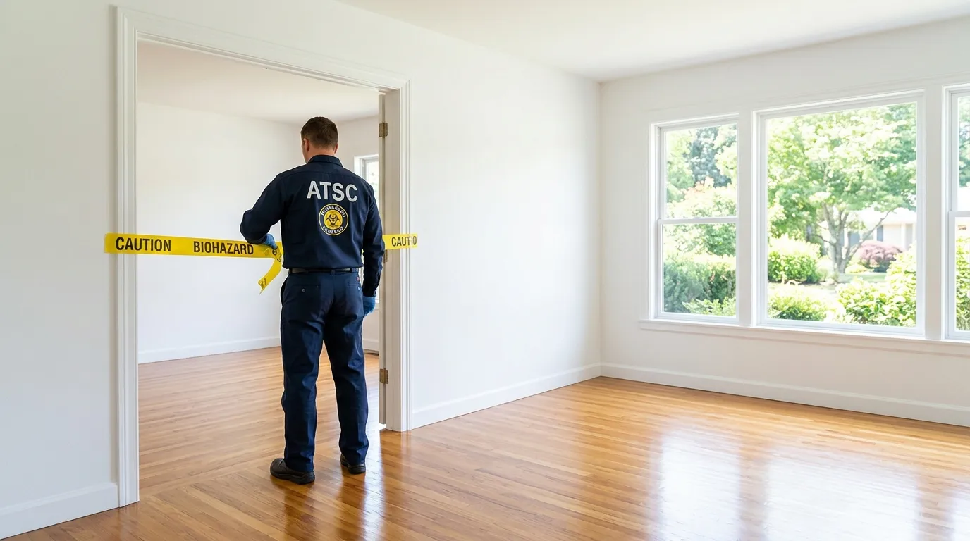 Certified biohazard cleanup crew performing Trauma Scene Cleanup in Barrington